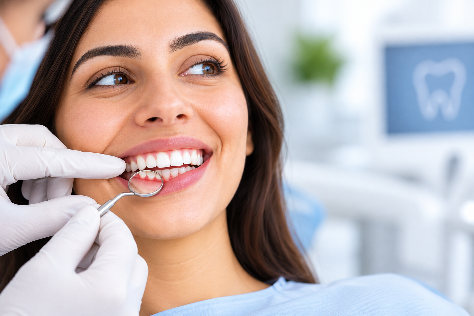 A dentist assessing a patient’s gum health